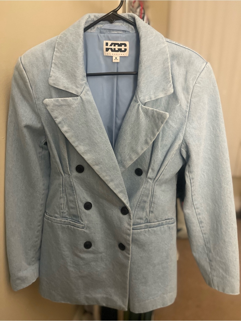 KDD by Kahlana- Light Blue Shoulder Padded Women's Blazer